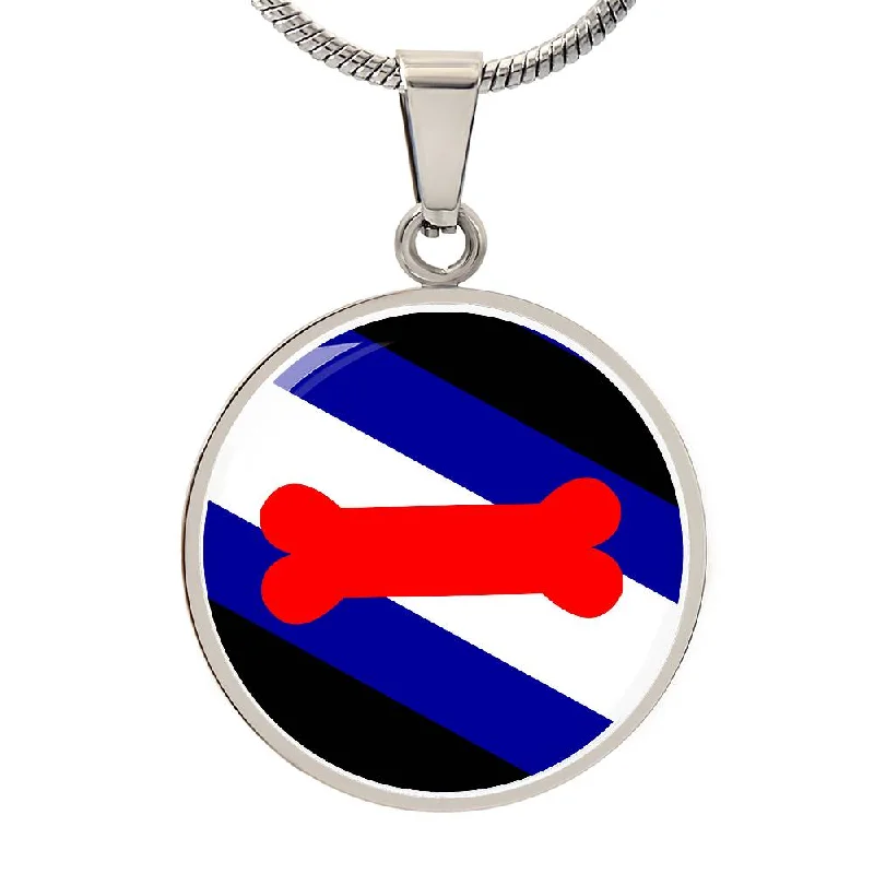 Puppy Pup Play Circle Pendant Necklace