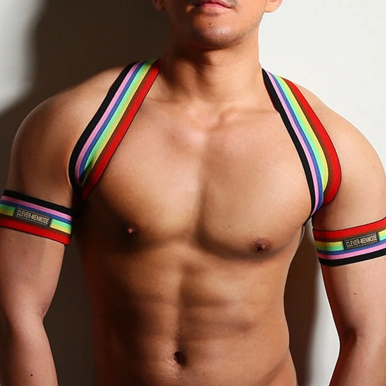 Rainbow Pride Elastic Chest Harness