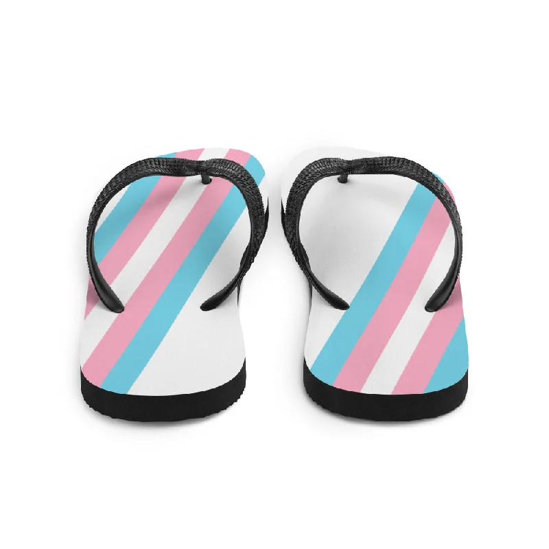 Transgender Diagonal Flag Colors LGBTQ+ Unisex Flip-Flops