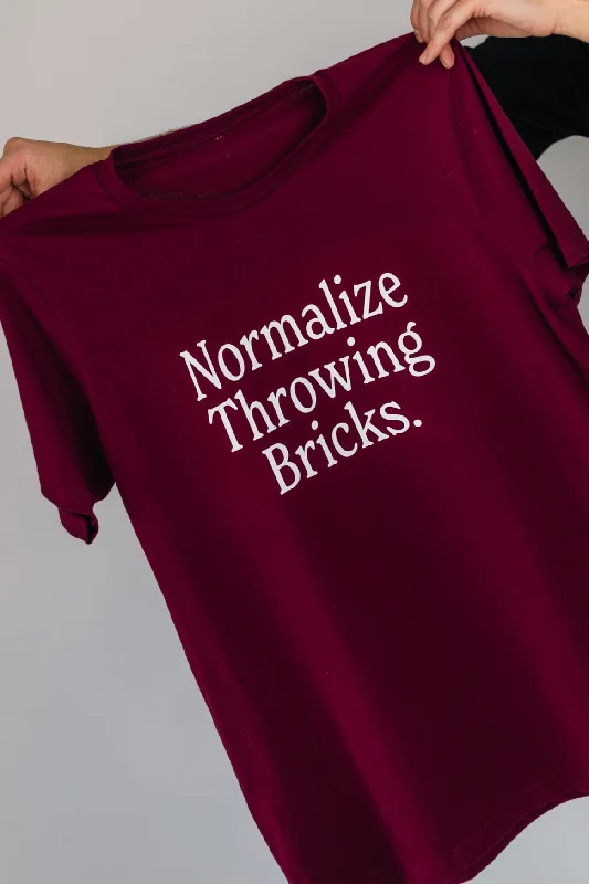 Graphic pride t-shirts with rainbow peace symbols--Normalize Throwing Bricks Unisex T-Shirt Graphic pride t-shirts with rainbow peace symbols--Normalize Throwing Bricks Unisex T-Shirt