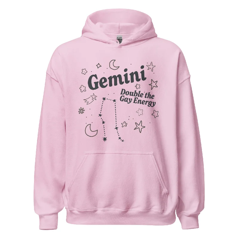 Lightweight hoodies with equality symbols--Gemini Double the Gay Energy Unisex Hoodie Lightweight hoodies with equality symbols--Gemini Double the Gay Energy Unisex Hoodie