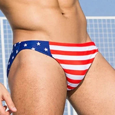 American and Australia National Flags Skinny Swim Briefs