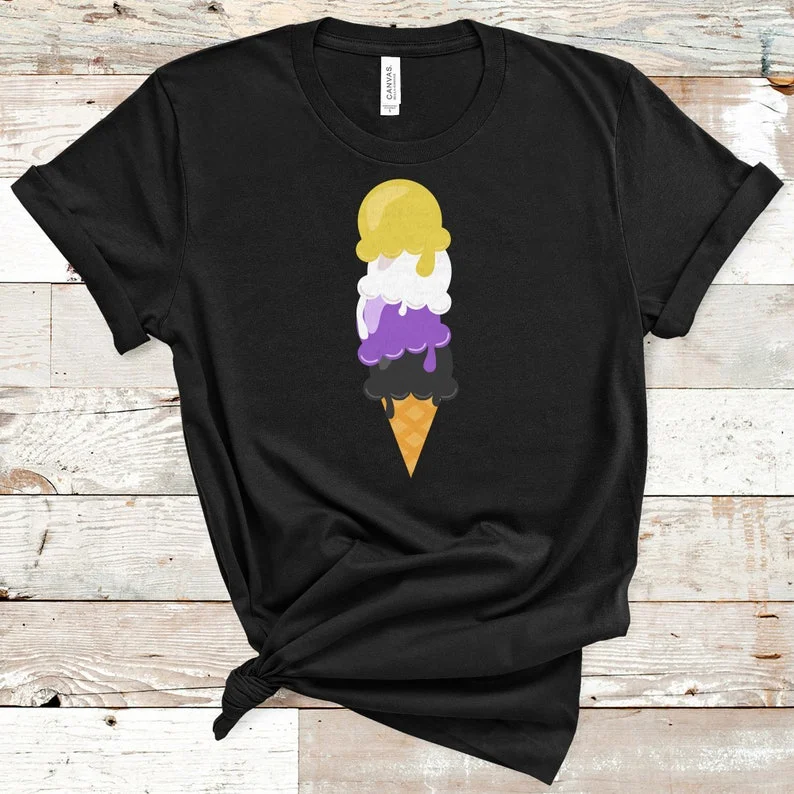 Soft cotton graphic tees for sensitive skin--Transgender Clothing, Non-Binary Ice Cream, Trans Pride LGBTQ Shirt, Trans Pride Shirt, LGBT Shirt Soft cotton graphic tees for sensitive skin--Transgender Clothing, Non-Binary Ice Cream, Trans Pride LGBTQ Shirt, Trans Pride Shirt, LGBT Shirt