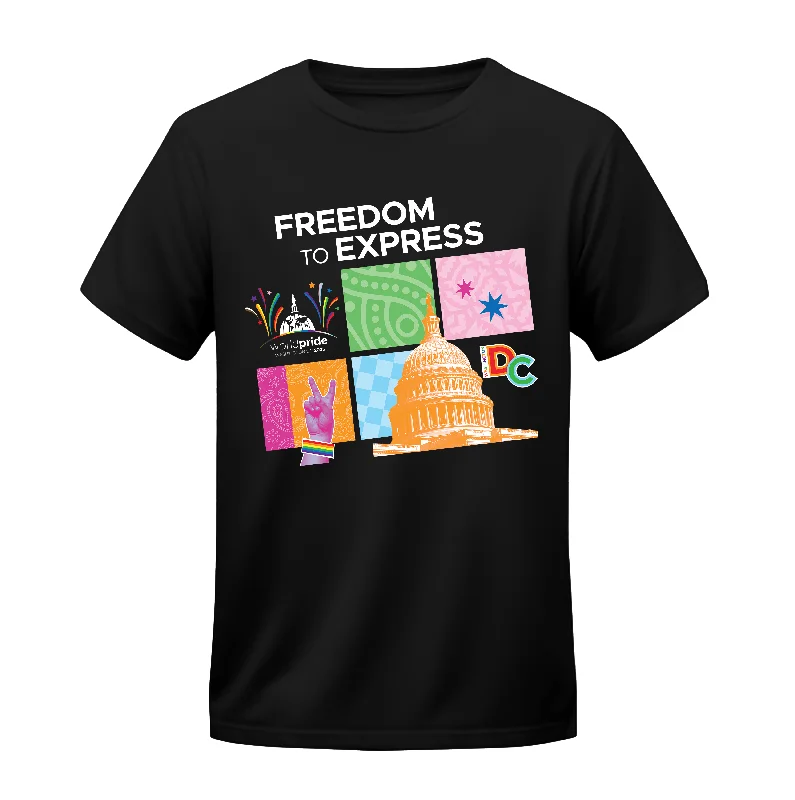 Graphic pride t-shirts with rainbow peace symbols--Freedom to Express – WorldPride 2025 Exclusive - Unisex T-shirt Graphic pride t-shirts with rainbow peace symbols--Freedom to Express – WorldPride 2025 Exclusive - Unisex T-shirt