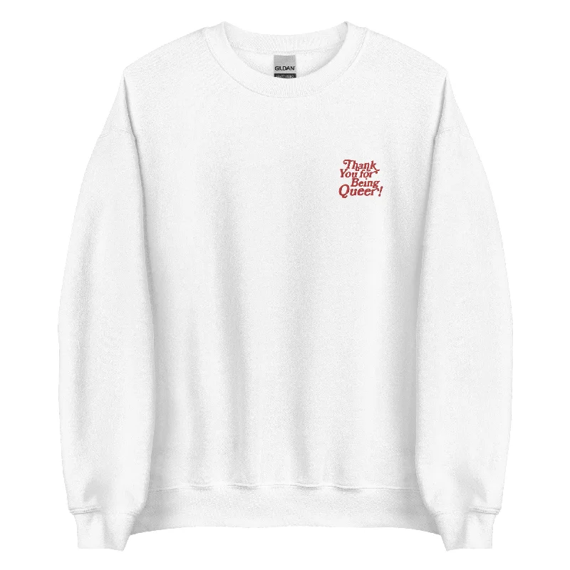 Stylish hoodies for nonbinary and genderfluid--Thank You For Being Queer Embroidered Unisex Sweatshirt Stylish hoodies for nonbinary and genderfluid--Thank You For Being Queer Embroidered Unisex Sweatshirt