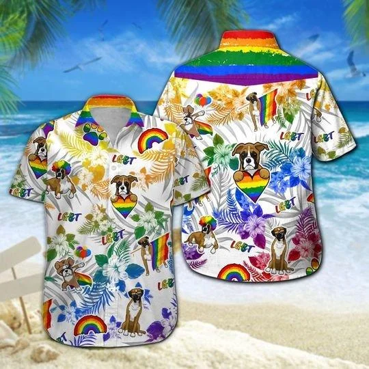 Affordable graphic tees for college pride clubs--Boxer LGBT Hawaiian Shirt For Men and Women, Pride Hawaiian Affordable graphic tees for college pride clubs--Boxer LGBT Hawaiian Shirt For Men and Women, Pride Hawaiian