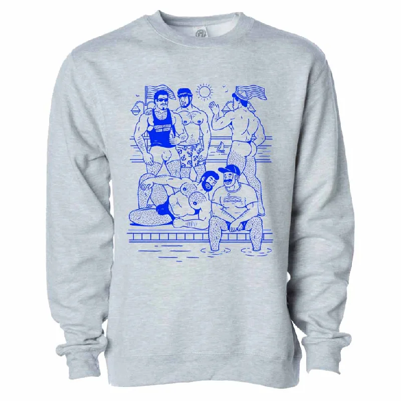 Cozy sweatshirts with pride flag colors--Ptown Boatslip Tea Crew Sweatshirt