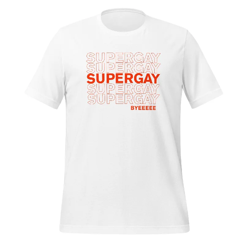 Graphic pride t-shirts with glitter rainbow lettering--Super Gay Unisex T-Shirt