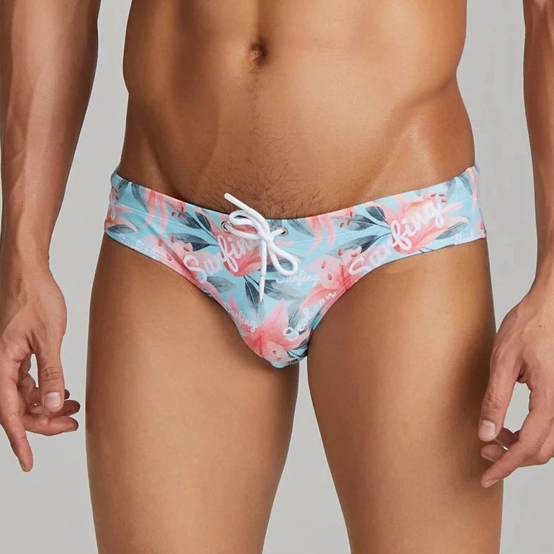 Men's Floral Bikini Swim Briefs