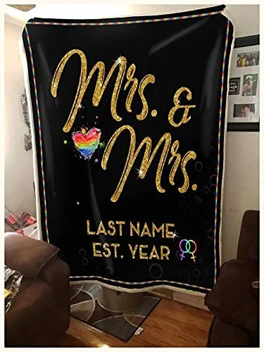 Personalized Mrs And Mrs Lgbtq+ Pride Blankets Gay Pride Lesbian Pride Blankets, Gay Couples Lesbian Couples Gift Personalized Mrs And Mrs Lgbtq+ Pride Blankets Gay Pride Lesbian Pride Blankets, Gay Couples Lesbian Couples Gift