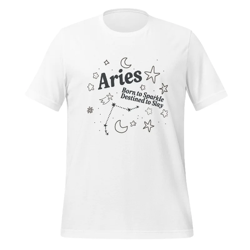 Graphic pride tees with customizable slogans and colors--Aries Born to Sparkle Unisex T-Shirt Graphic pride tees with customizable slogans and colors--Aries Born to Sparkle Unisex T-Shirt