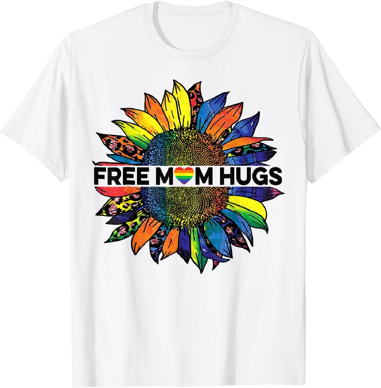 Free Mom Hugs Sunflower Leopard Gay Pride LGBT Mothers Day T Shirt