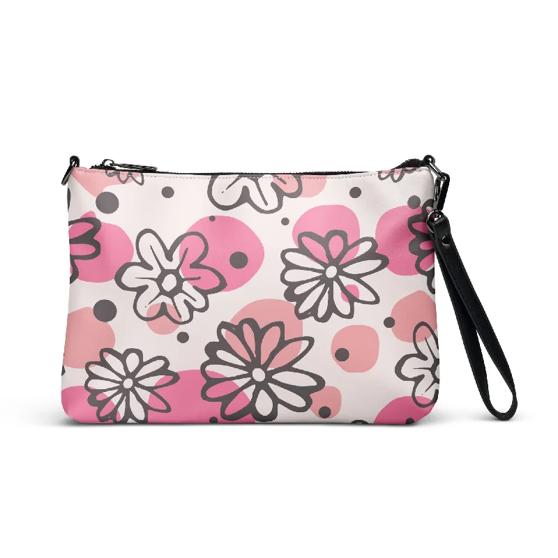 Abstract Pink Daisies Purse Handbag