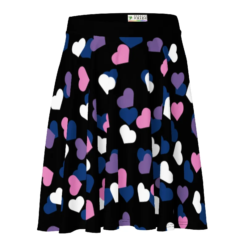 Genderfluid Pride Skater Skirt - Hearts