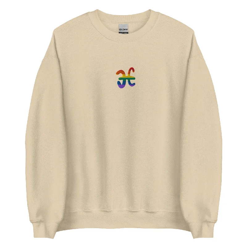 Lightweight sweatshirts for spring pride events--Pisces Rainbow Embroidered Unisex Sweatshirt