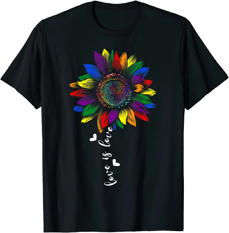 Rainbow Sunflower Gay Pride Shirt, Love Is Love LGBT Lesbian Pride T Shirt