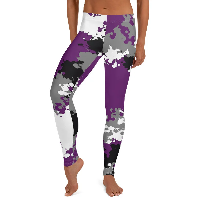 Asexual Ace Pride Women's Leggings Yoga Pants in Camo