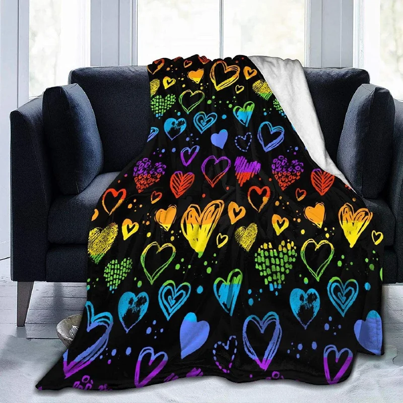 Gay Pride Rainbow Lgbt Colorful Hearts Bed Blanket Ultra Soft, Fleece Blankets For Lgbt Community Gay Pride Rainbow Lgbt Colorful Hearts Bed Blanket Ultra Soft, Fleece Blankets For Lgbt Community