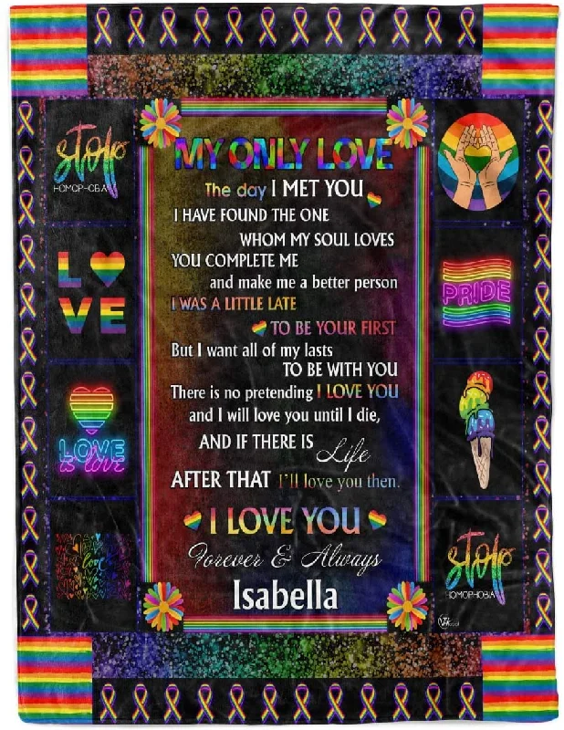 Personalized Name Rainbow Blanket, My Only Love Sherpa Fleece Throw Blanket Christmas Birthday Gay Lesbian Lgbt Pride Presents Personalized Name Rainbow Blanket, My Only Love Sherpa Fleece Throw Blanket Christmas Birthday Gay Lesbian Lgbt Pride Presents