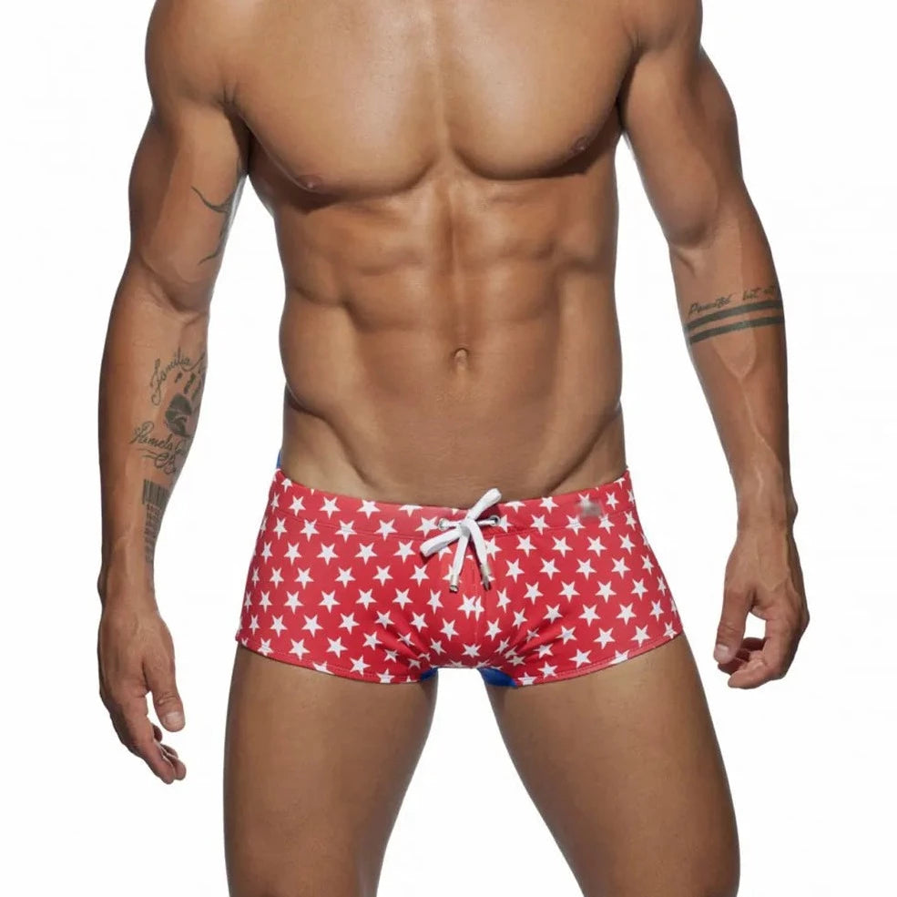 Stars Tight Square Cut Swim Trunks