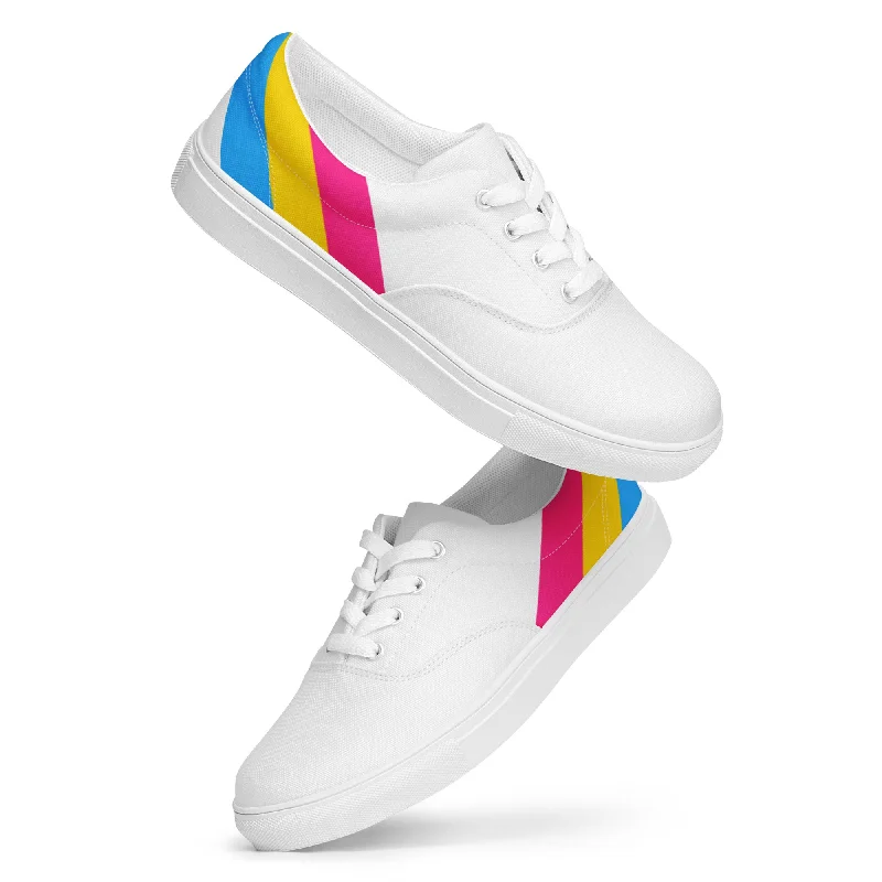 Pansexual Diagonal Flag Colors LGBTQ+ Lace-up Canvas Women's Shoes