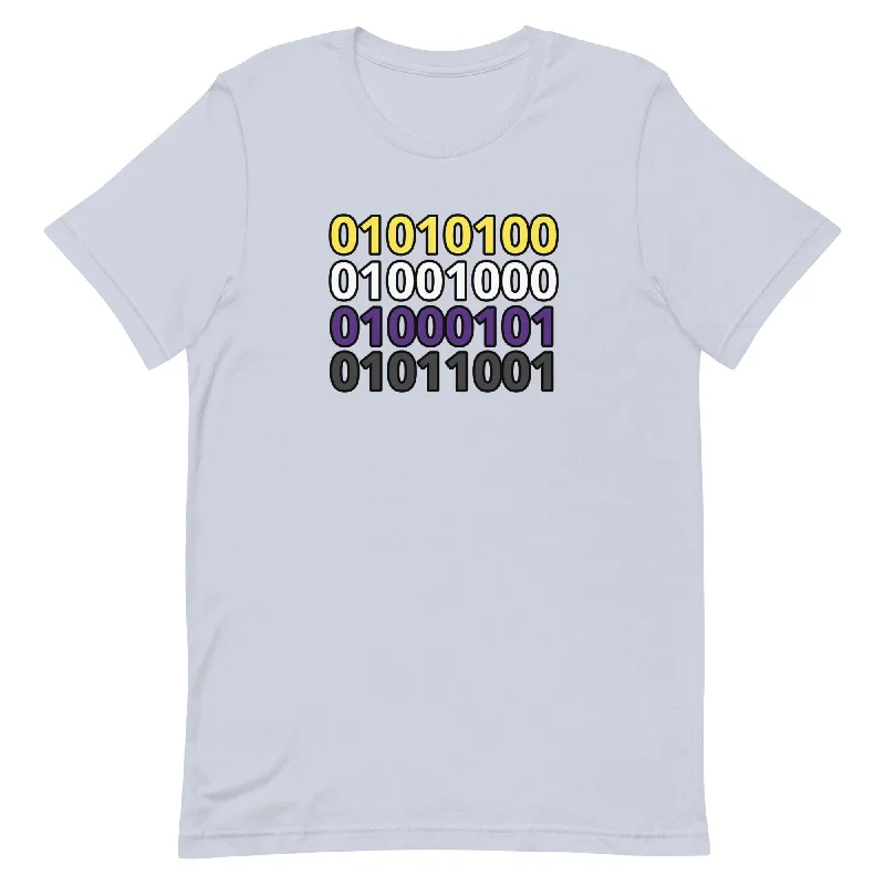 Nonbinary Enby Pride T-Shirt - Binary Code "They"