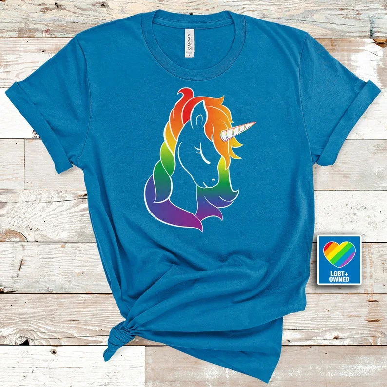 Comfortable graphic tees for pride marches and rallies--Rainbow Unicorn T-Shirt, Gay Pride LGBTQ Present, Pride Shirt, Rainbow T Shirt, LGBT Pride Shirt Comfortable graphic tees for pride marches and rallies--Rainbow Unicorn T-Shirt, Gay Pride LGBTQ Present, Pride Shirt, Rainbow T Shirt, LGBT Pride Shirt