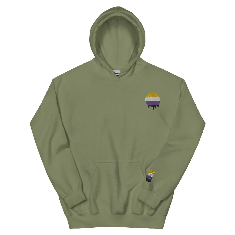 Best hoodies to show LGBTQ+ ally support--Premium Melting Non Binary Pride Embroidered Hoodie Best hoodies to show LGBTQ+ ally support--Premium Melting Non Binary Pride Embroidered Hoodie
