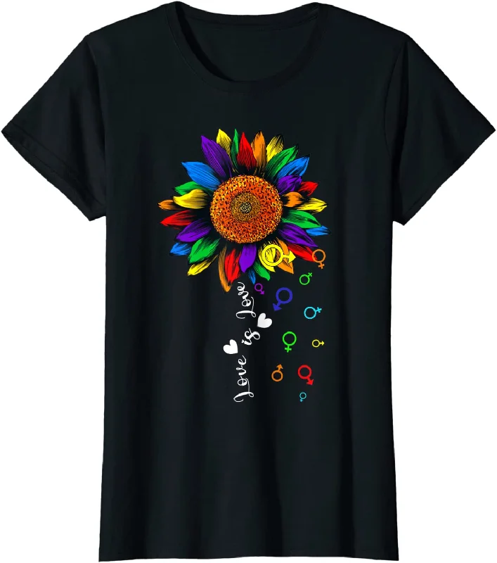 Sunflower LGBT Rainbow Gay Shirt, Love Is Love LGBT Lesbian Gay Pride Month T Shirt