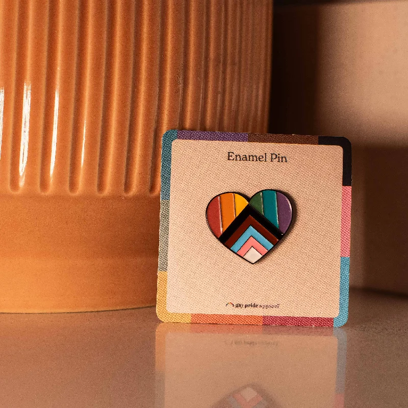 Progressive Pride Heart Enamel Pin