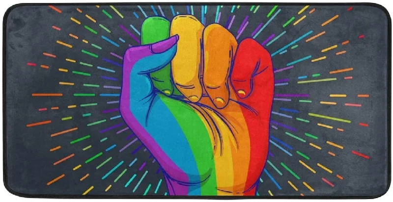 Lgbt Doormat Area Rug Rainbow Fist Pride For Bedroom Front Door Kitchen Indoors Support Lgbt Home Decors Lgbt Doormat Area Rug Rainbow Fist Pride For Bedroom Front Door Kitchen Indoors Support Lgbt Home Decors