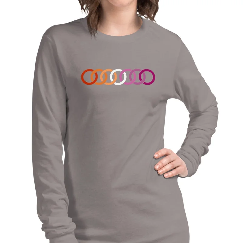 Customizable graphic pride tees with names and dates--Lesbian Pride Circles Graphic LGBTQ+ Unisex Long Sleeve T-Shirt Customizable graphic pride tees with names and dates--Lesbian Pride Circles Graphic LGBTQ+ Unisex Long Sleeve T-Shirt