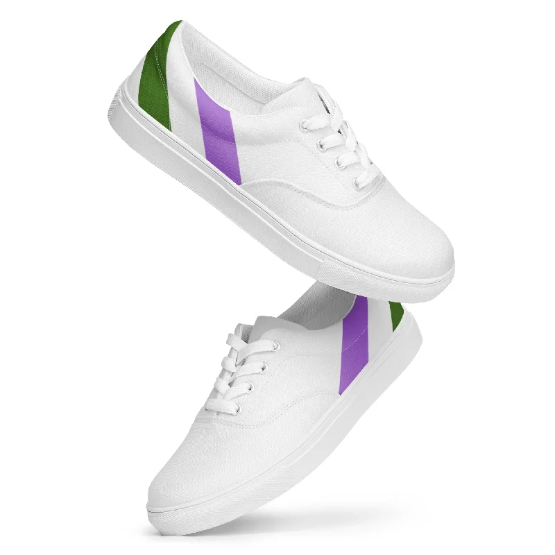 Genderqueer Diagonal Flag Colors LGBTQ+ Lace-up Canvas Shoes Women Sizes