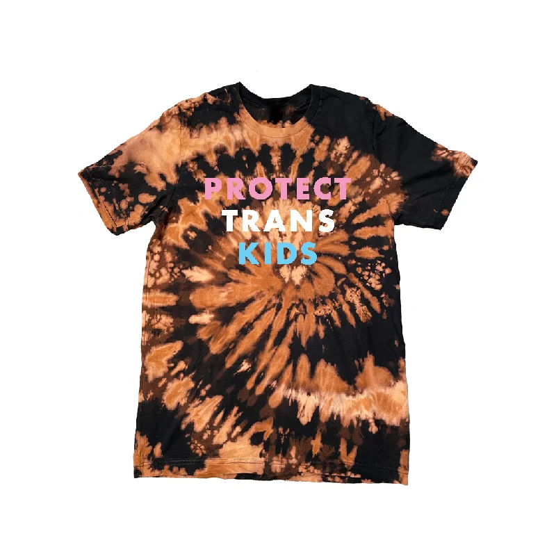 Lightweight graphic tees for spring pride marches--Protect Trans Kids Bleach Tie-Dye - Tee Shirt Lightweight graphic tees for spring pride marches--Protect Trans Kids Bleach Tie-Dye - Tee Shirt