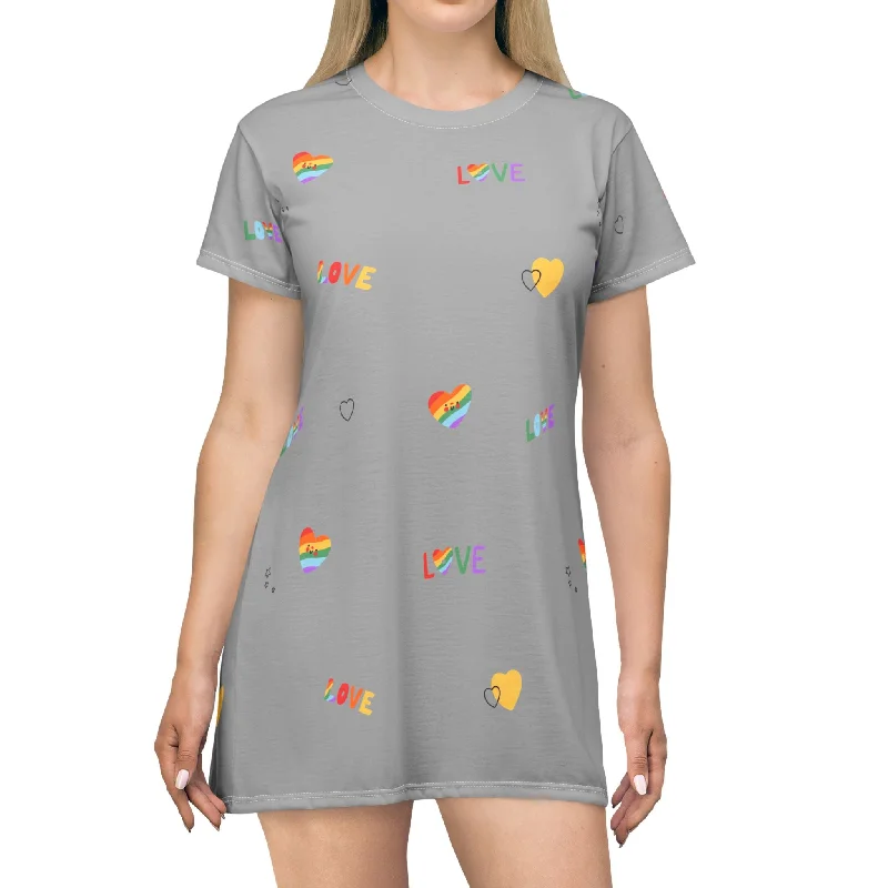 Soft cotton graphic tees for sensitive skin--Gay Pride T-Shirt Dress