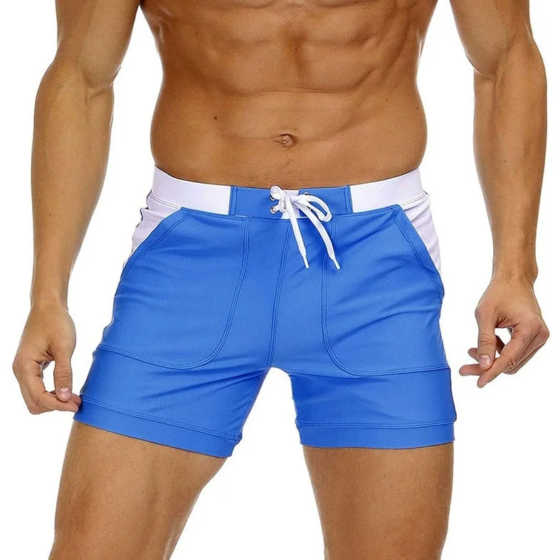 Drawstring Boxer Striped Swim Trunks