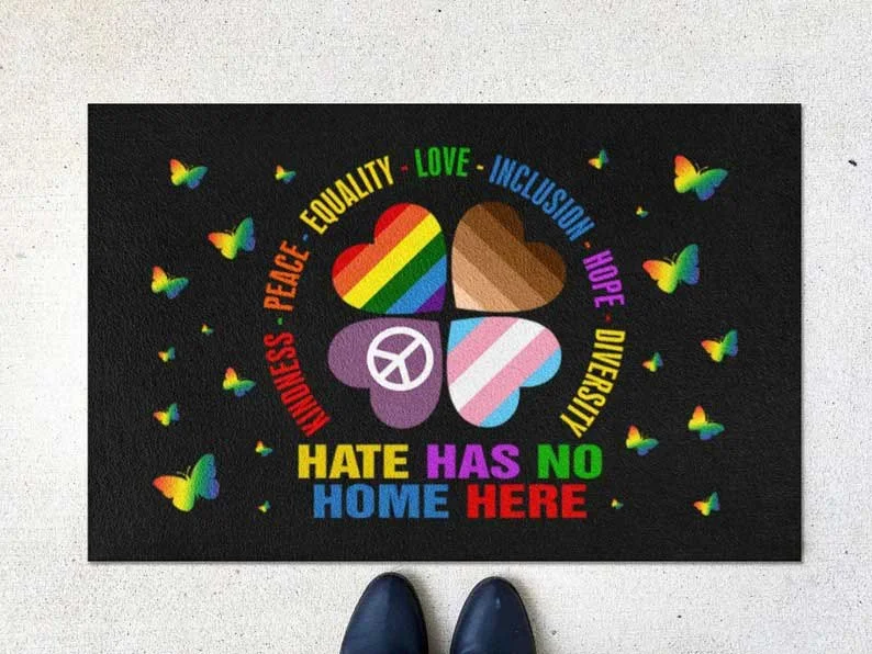 Pride Door Mat Hate Has No Home Here Doormat, Lgbtq Welcome Mat, All Are Welcome Here, Lgbt Doormat Pride Door Mat Hate Has No Home Here Doormat, Lgbtq Welcome Mat, All Are Welcome Here, Lgbt Doormat