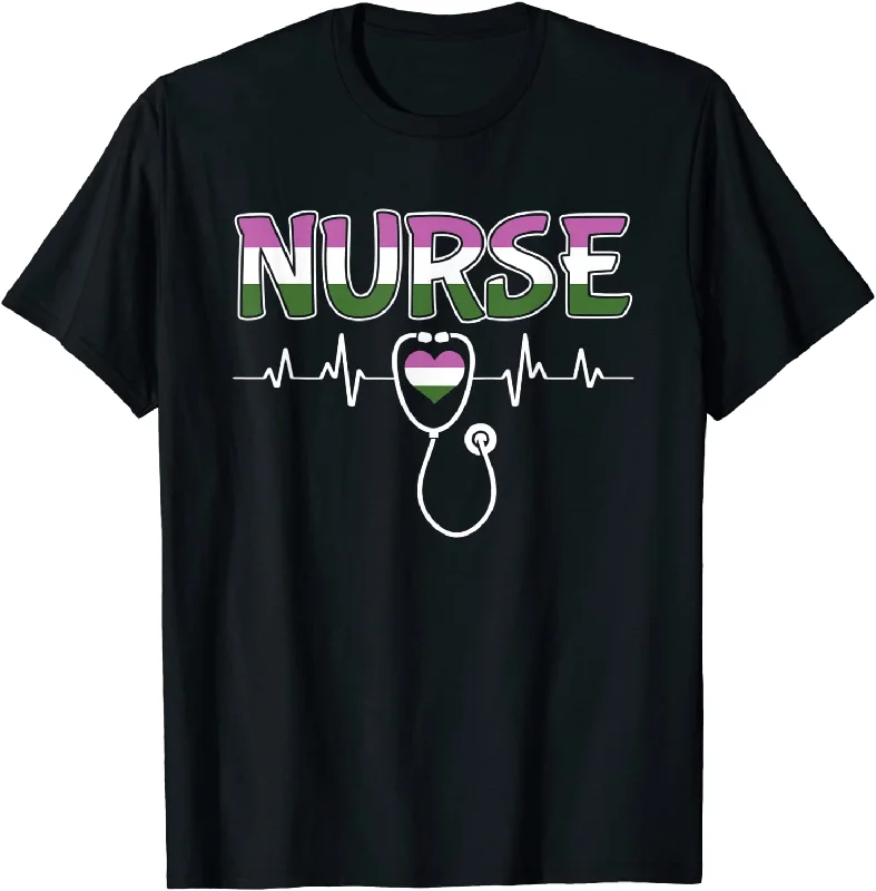 Nurse LGBT-Q Gender-Queer Pride Flag Registered Nursing RN T-Shirt
