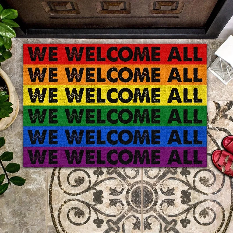 Pride Doormat We Wellcome All, Gift For Ally, Ally Gifts, Lgbt Door Mat