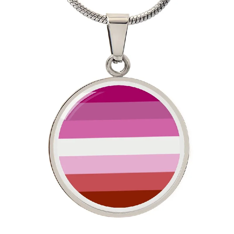 Lesbian Pride Circle Pendant Necklace