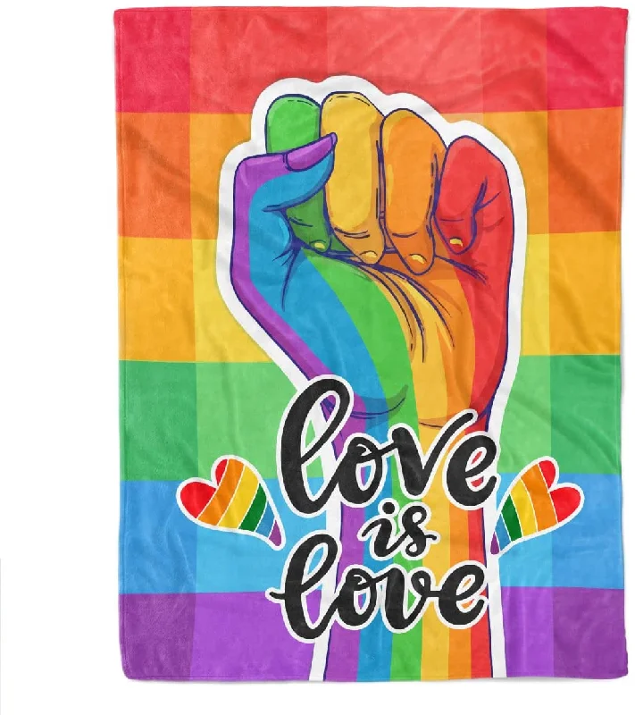 Rainbow Hand Lgbt Gay Pride Blanket Love Is Love Lesbian Gay Transgender Bisexual Blanket, Pride Blanket Rainbow Hand Lgbt Gay Pride Blanket Love Is Love Lesbian Gay Transgender Bisexual Blanket, Pride Blanket