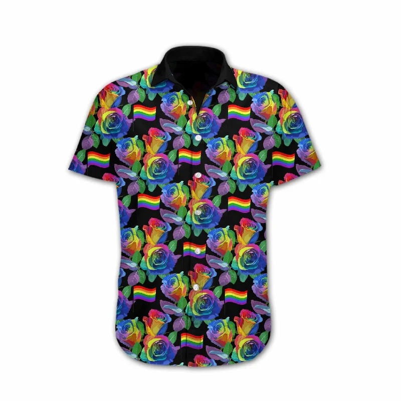 Best graphic tees for pride parade outfits--Ally Pride Shirt, Colorful Flag Of Lgbt Rose Design Hawaiian Shirt Best graphic tees for pride parade outfits--Ally Pride Shirt, Colorful Flag Of Lgbt Rose Design Hawaiian Shirt