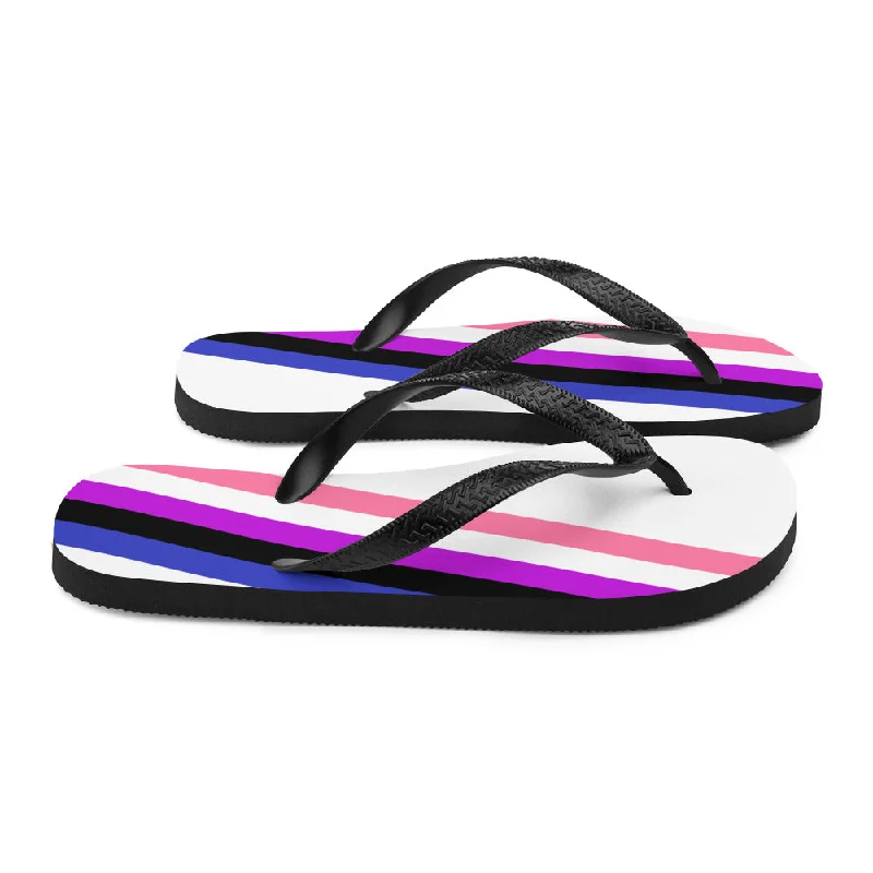 Genderfluid Diagonal Flag Colors LGBTQ+ Flip-Flops Unisex Sizes