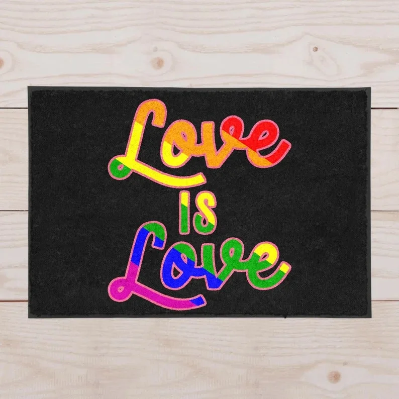 Love Is Love Pride Welcome Mat, Rainbow Indoor Outdoor Doormat Front Door Entry Mats Lgbtq Love Is Love Pride Welcome Mat, Rainbow Indoor Outdoor Doormat Front Door Entry Mats Lgbtq