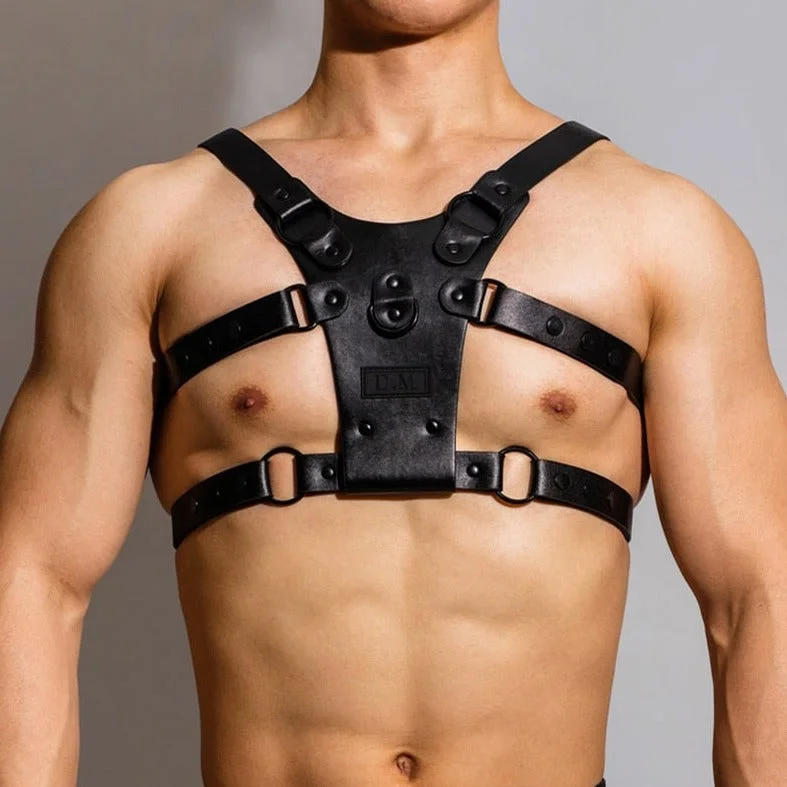 Men's Black Faux Leather Fetish Harness