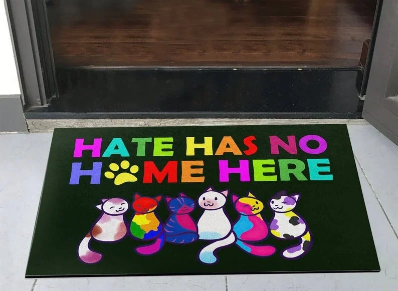 Lgbt Pride Doormat Hate Has No Home Here Doormat, Lgbt Doormat Bisexual Pansexual Non Binary Doormat