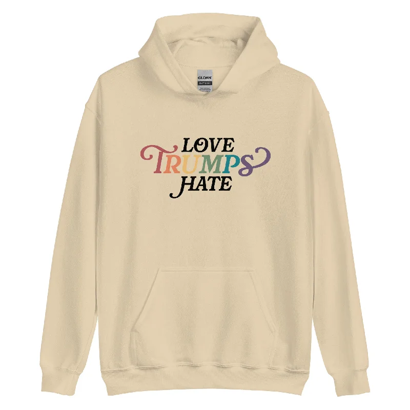 Best pride hoodies for LGBTQ+ activists--Love Trumps Hate Unisex Hoodie
