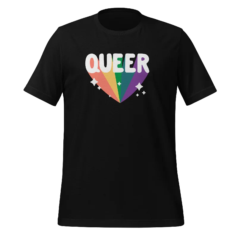 Graphic pride t-shirts with rainbow peace and love designs--Rainbow Queer Unisex T-Shirt Graphic pride t-shirts with rainbow peace and love designs--Rainbow Queer Unisex T-Shirt