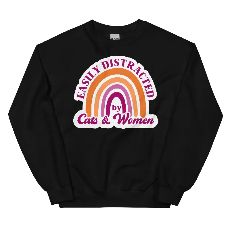 Hoodies designed by LGBTQ+ artists and creators--EASILY DISTRACTED by CATS & WOMEN Unisex Sweat Shirt