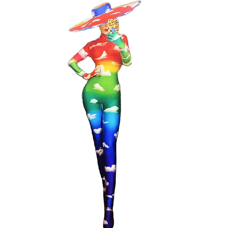 Soft breathable graphic tees for outdoor pride festivals--So Proud Rainbow Jumpsuit